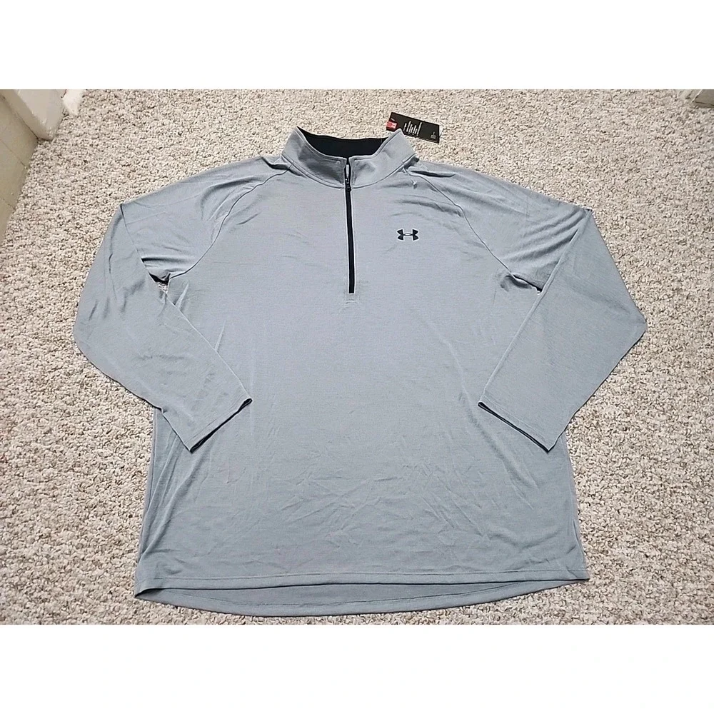 Under Armour Mens HeatGear‎ 2.0 1/2 Zip Pullover Grey 1328495-035 3XL NWT